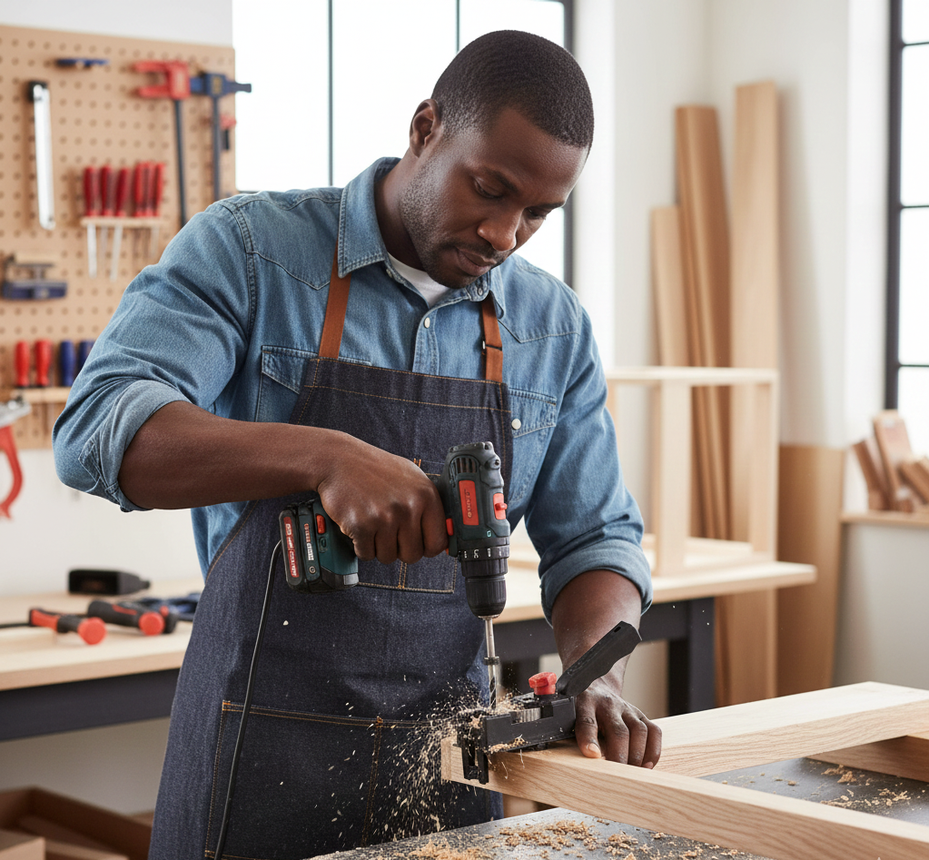 Guide de Perçage de Trous Droits pour Chevilles en Bois