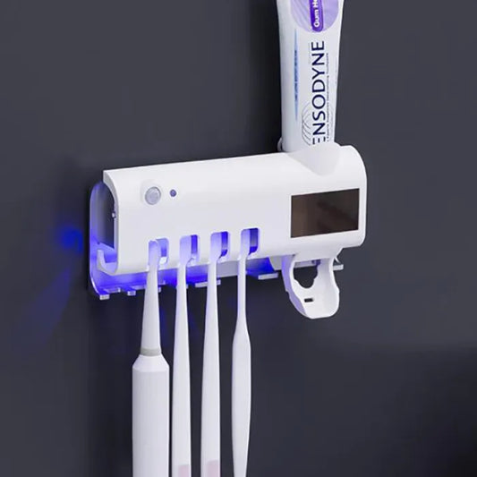 Porte-brosse à dents et distributeur de dentifrice automatique avec stérilisateur UV