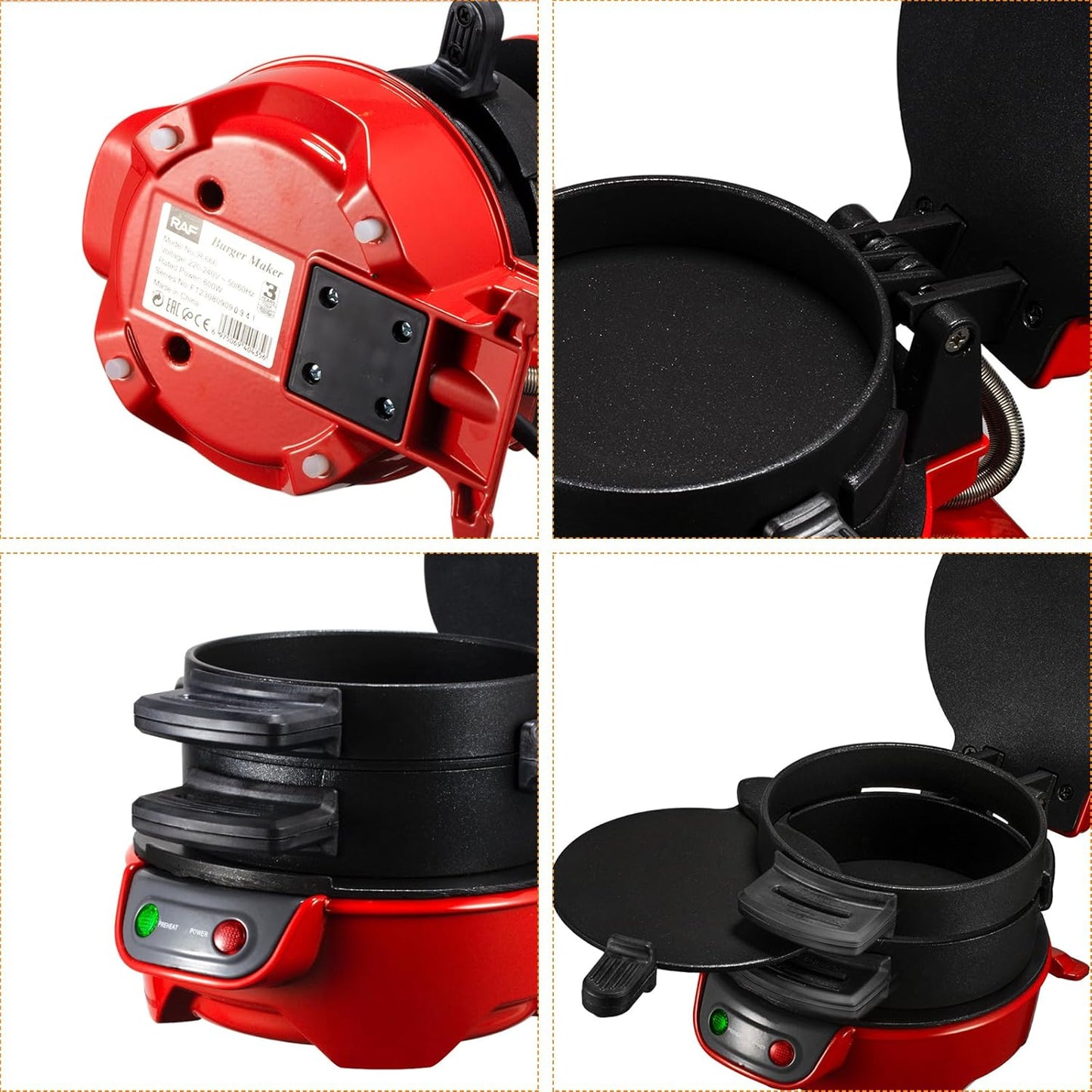 Grille-pain à sandwich antiadhésif avec anneaux à œufs & minuterie