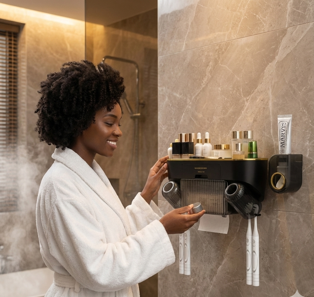 Distributeur Automatique de Dentifrice & Support Brosse à Dents